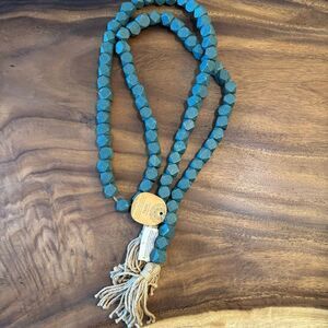 Wood Bead Garland with Jute Tassels